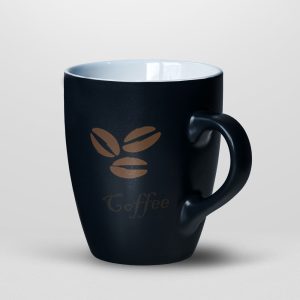 Taza de café estampada blanca